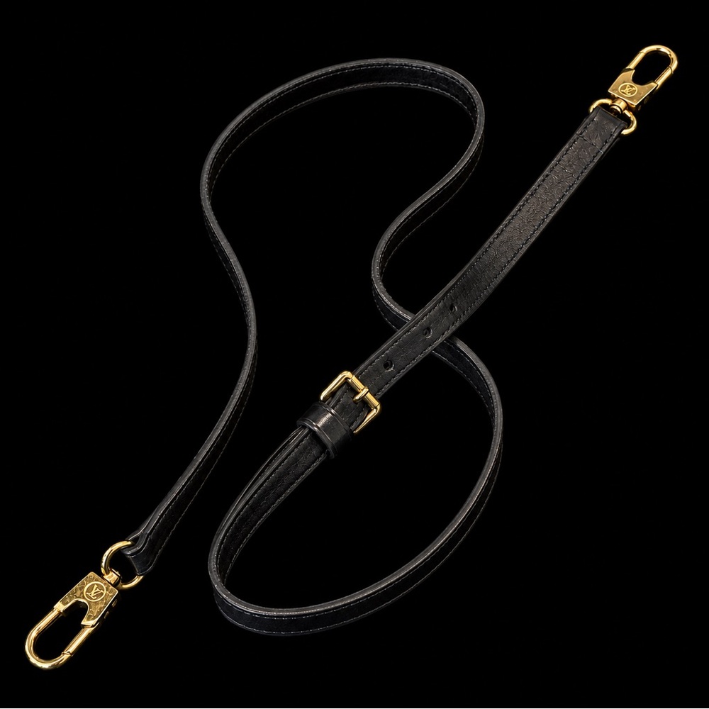 LOUIS VUITTON Adjustable Black Leather Strap with Gold Hardware - Picture 4 of 16